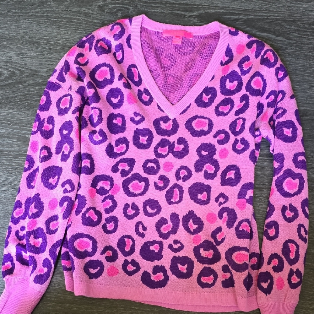 Lilly Pulitzer Pink and Purple V-Neck Sweater